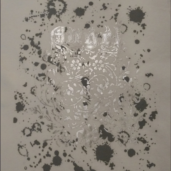 White Angel Shirt with Silver Splatter Paint Design - Picture 4 of 12